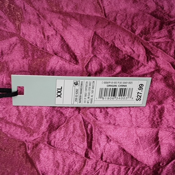 Raspberry Radiance Pink Shiny Metallic Crinkle Texture Pullover Blouse Barbiecor - Picture 5 of 7